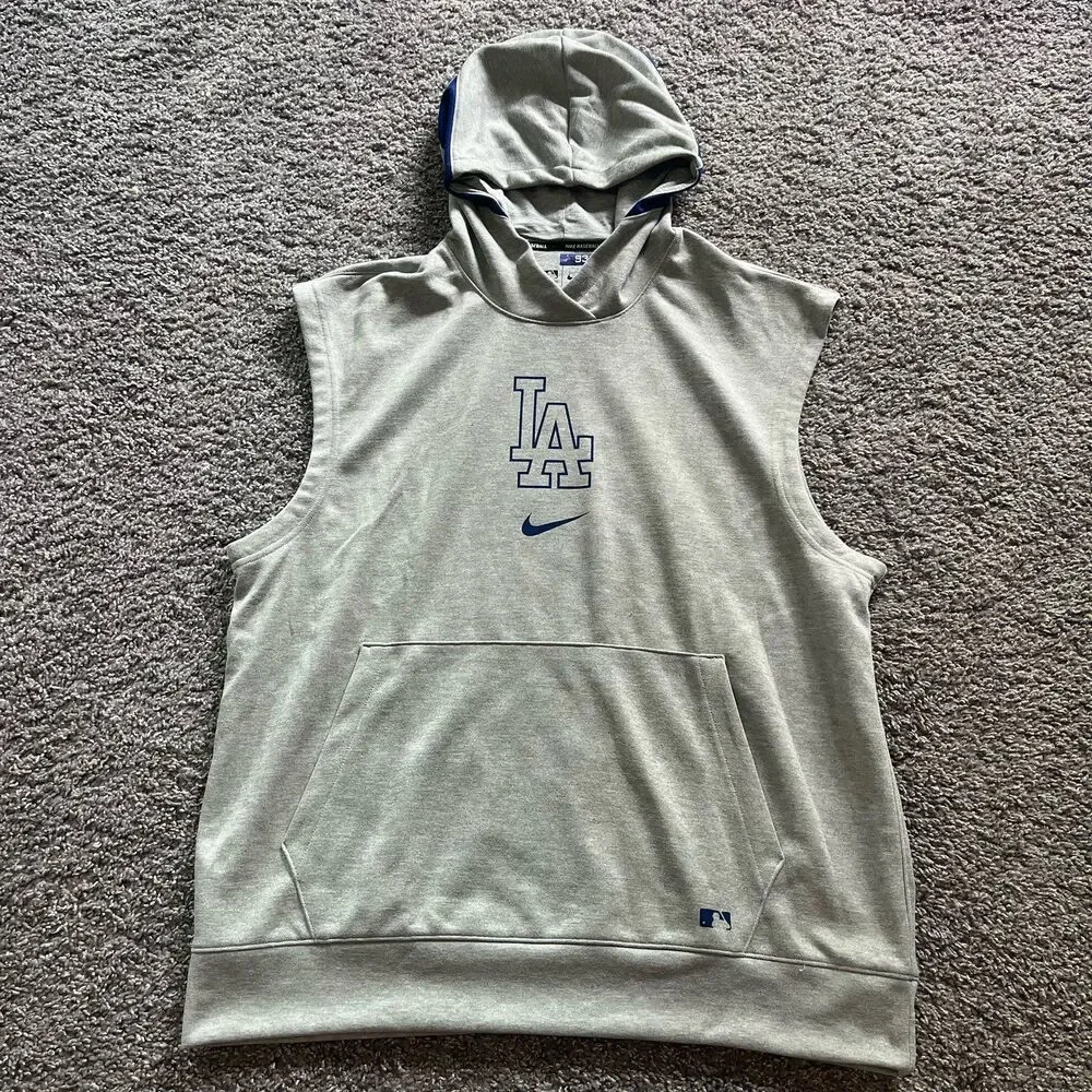 Nike Los Angeles Dodgers Sleeveless Hoodie Sweatshirt Played Issued Mens Large